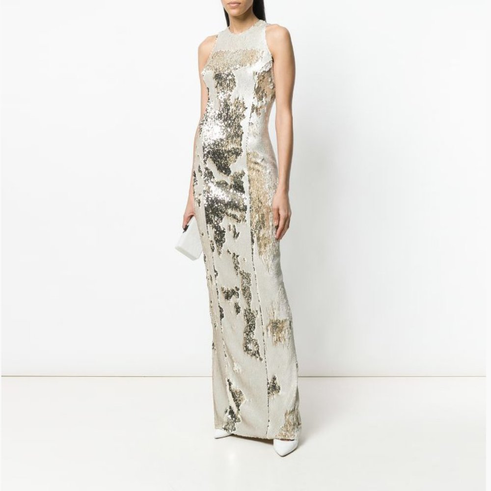 Galvan Salar Column Sequin Dress - open back